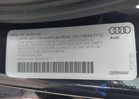 2013 Audi A6 2.0T Premium из США, поврежденный, VIN WAUGFAFC7DN081671